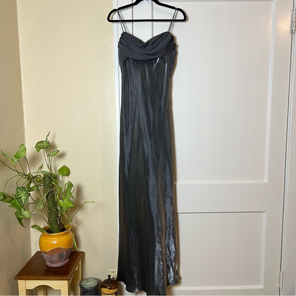 Vintage Deadstock Betsy & Adam Silver Maxi Formal Dress (Vintage sz 14) - Picture 4 of 9